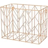 Fei Bi 1 Pack Metal Hanging Rose Gold File Organizer, Basket, Box, Storage Box, Office and School Supplies Organizer