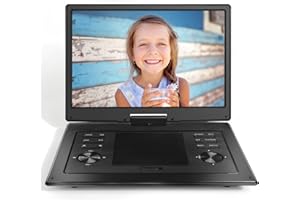 PJGCWB 17.9” Portable DVD Player with 15.6” Large HD Screen, 4-6 Hours Rechargeable Battery, Dual Speakers, Region Free, Remote Control, Support Multiple Disc Formats Sync TV, USB/SD, Black