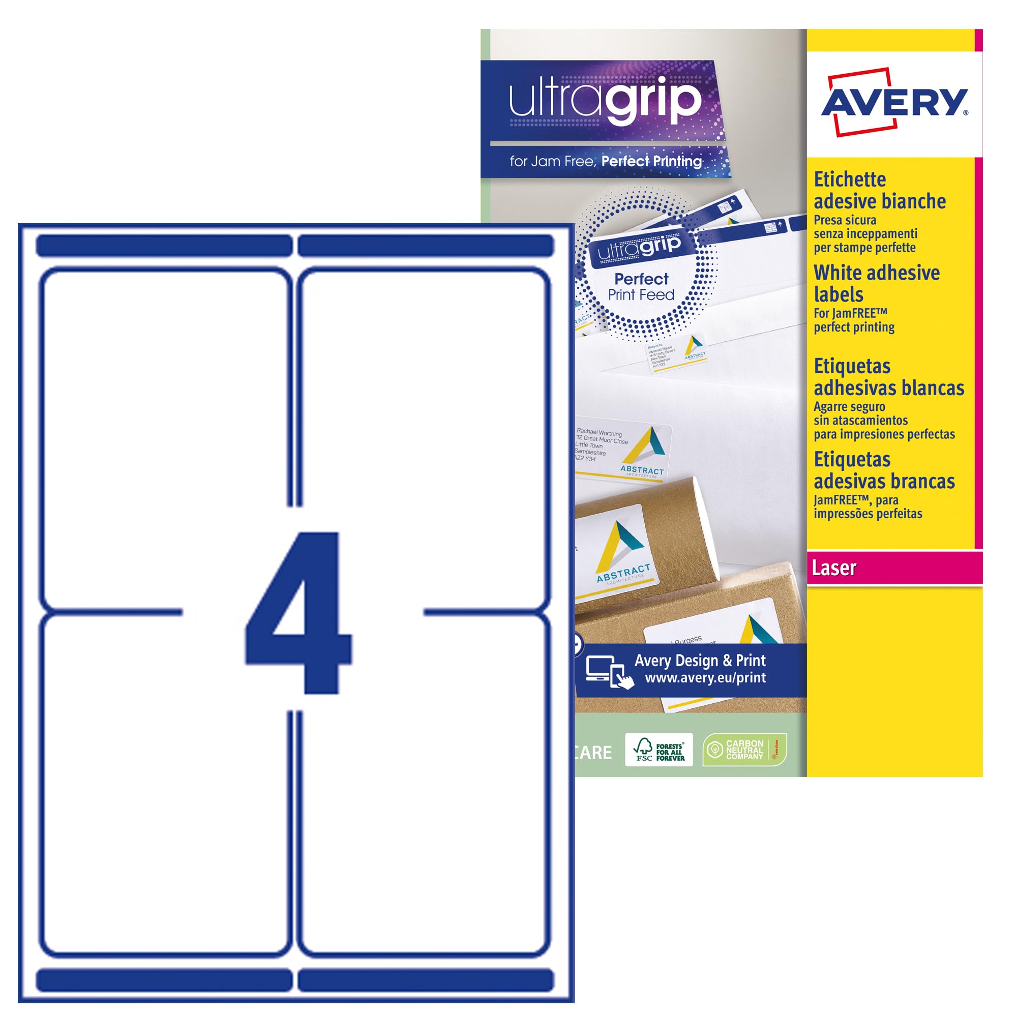 Avery L7 Labels 99.1 x 139 Bianco