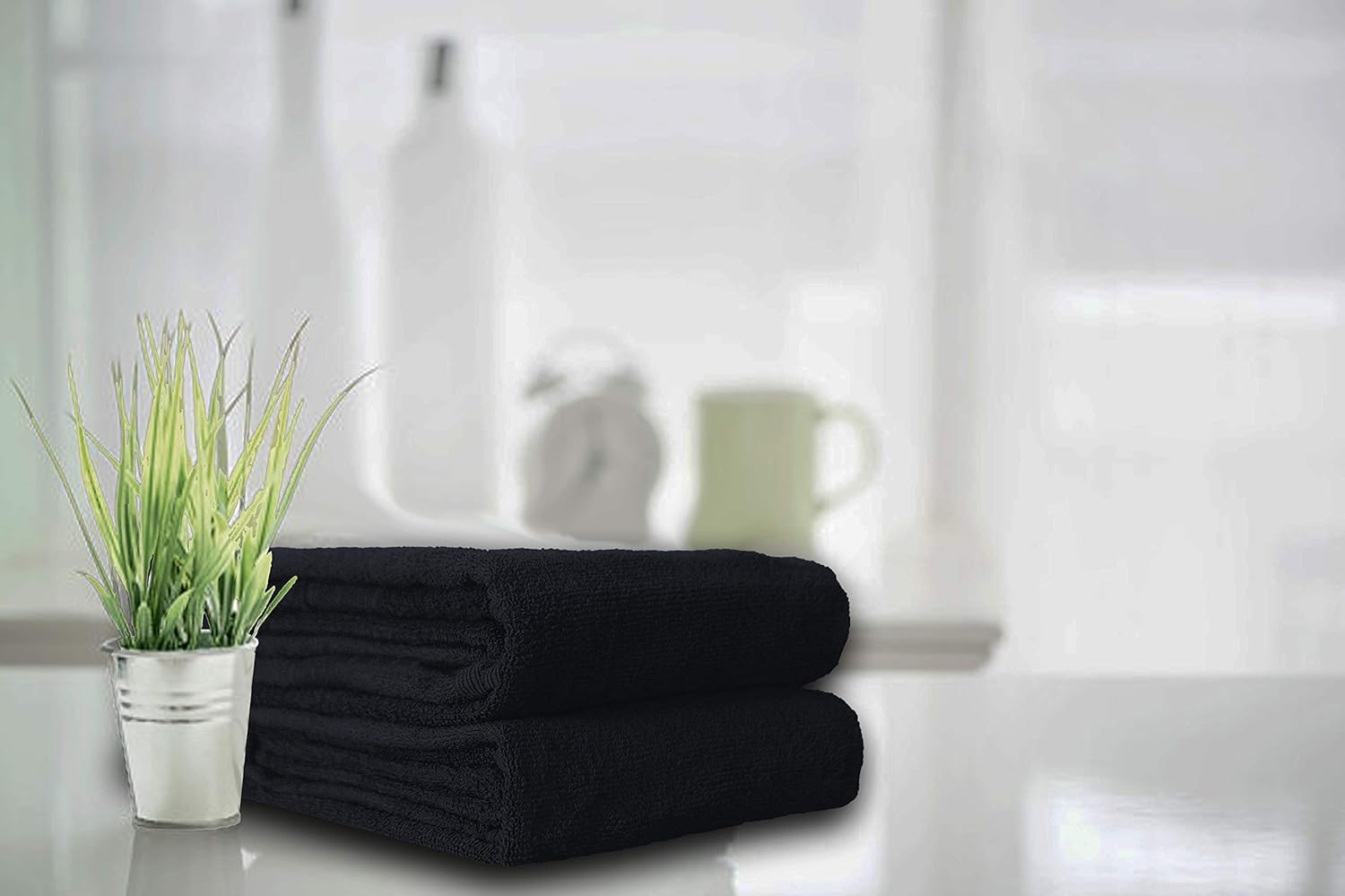 Elvana Home 8 Piece Towel Set 100% Ring Spun Cotton, 2 Bath Towels 27x54, 2 Hand Towels 16x28 and 4 Washcloths 13x13 - Ultra Soft Highly Absorbent Machine Washable Hotel Spa Quality - Black: Kitchen & Dining