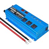 1000W Pure Sine Wave Inverter DC 12V to AC 110V/120V Converter 2000w (Peak) Car Power Converter with 3 AC Outlets, 4USB Port,Power Inverter for Car, Truck, Home, Vehicles, Laptop