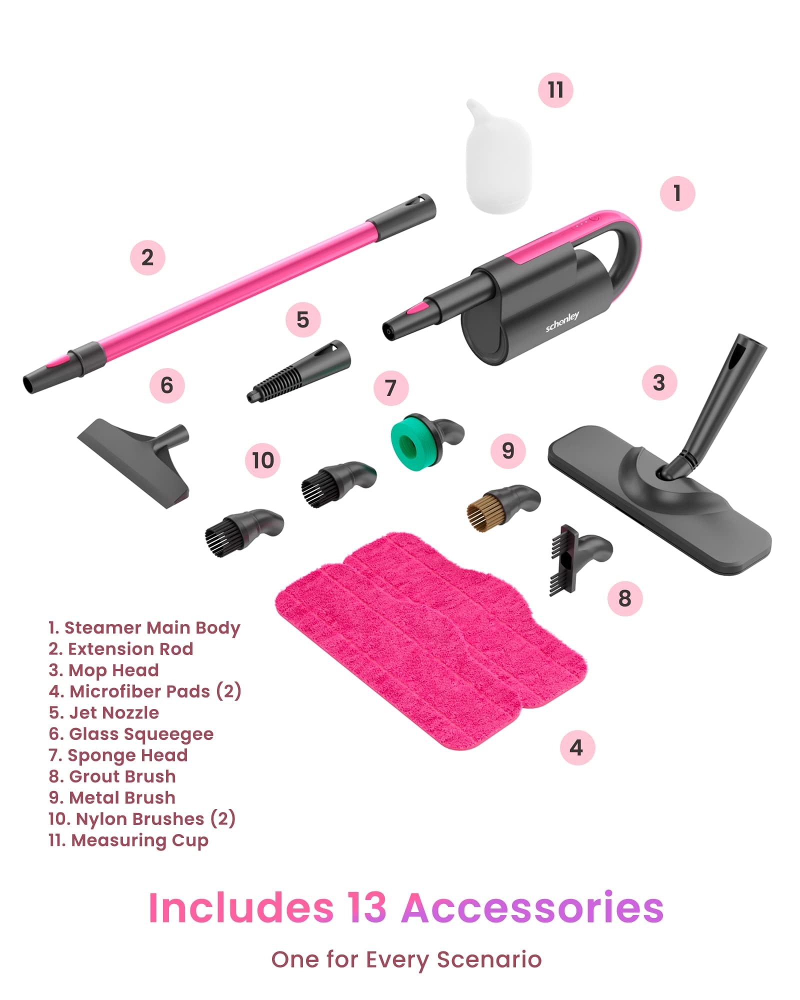 Schenley Steam Mop Cleaner with Detachable Handheld Steamer for