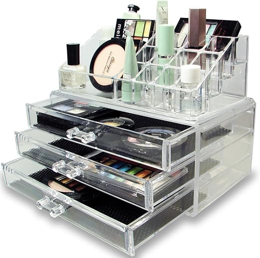 Amazon Com Clear Cosmetic Makeup Case Holder Drawers Jewelry