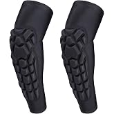 GUOZI Padded Elbow Forearm Sleeves 2 Pack With Extended Arm Pads | Compression Protective Sleeves With Extended Padding From Elbow To Forearm For Youth Adult Football Basketball Volleyball