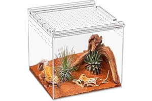 KAKOOTI Reptile Terrarium,6.8" x 6.8"x 6" Reptile Breeding Box, Magnetic Acrylic Enclosure，for Tarantula，Hermit Crab，Jumping 
