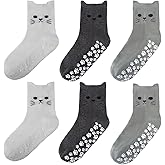 GJHJNSTG 6 pairs Women's Cute Pilates Socks with Cat Paw Grip,Non-Slip Yoga Socks for Pilates, Barre, Workouts,Hospital,Barefoot,Fitness
