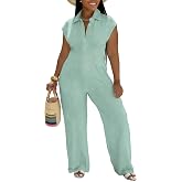 Btokuga Jumpsuits for Women Sexy Button Up One Piece Jumpsuit Casual Wide Leg Pants Rompers Summer Jumpsuits Club Outfits
