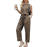 PJFPJF 2 Piece Sets For Women 2026 Summer Matching Wide Leg Crop Pants Outfits Travel Vacation Beach Lounge Sets