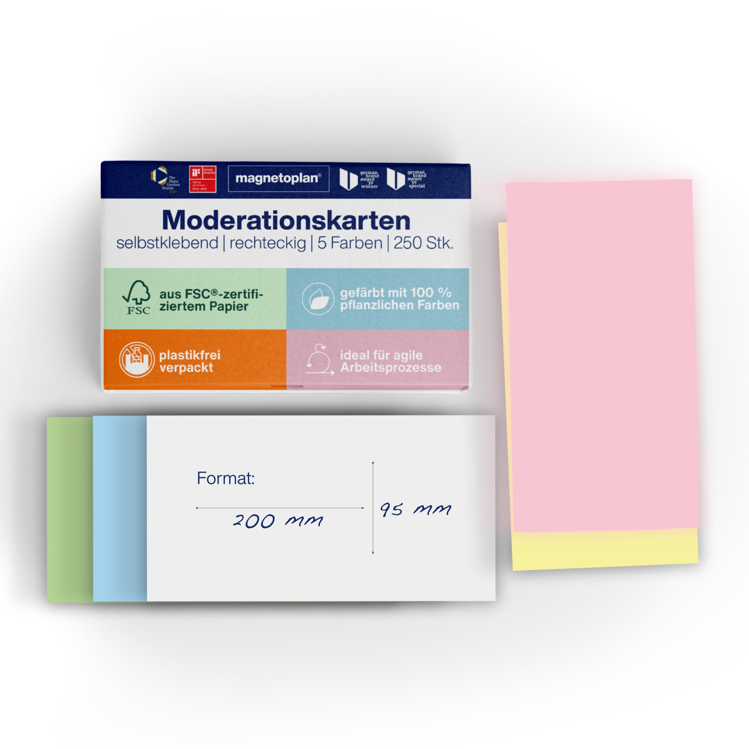 magnetoplan Self Adhesive Communication Cards Rectangular 5 Assorted Colours 2