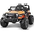 Blitzshark 24V MAX Ride-on Truck 2 Seater 4WD Kids Electric Vehicle 4x4 XXL Battery Powered Car, with 480W Ultra Powerful Motor, 7AH Battery, Remote Control, Full-Metal Suspension& DIY Sticker, Golden
