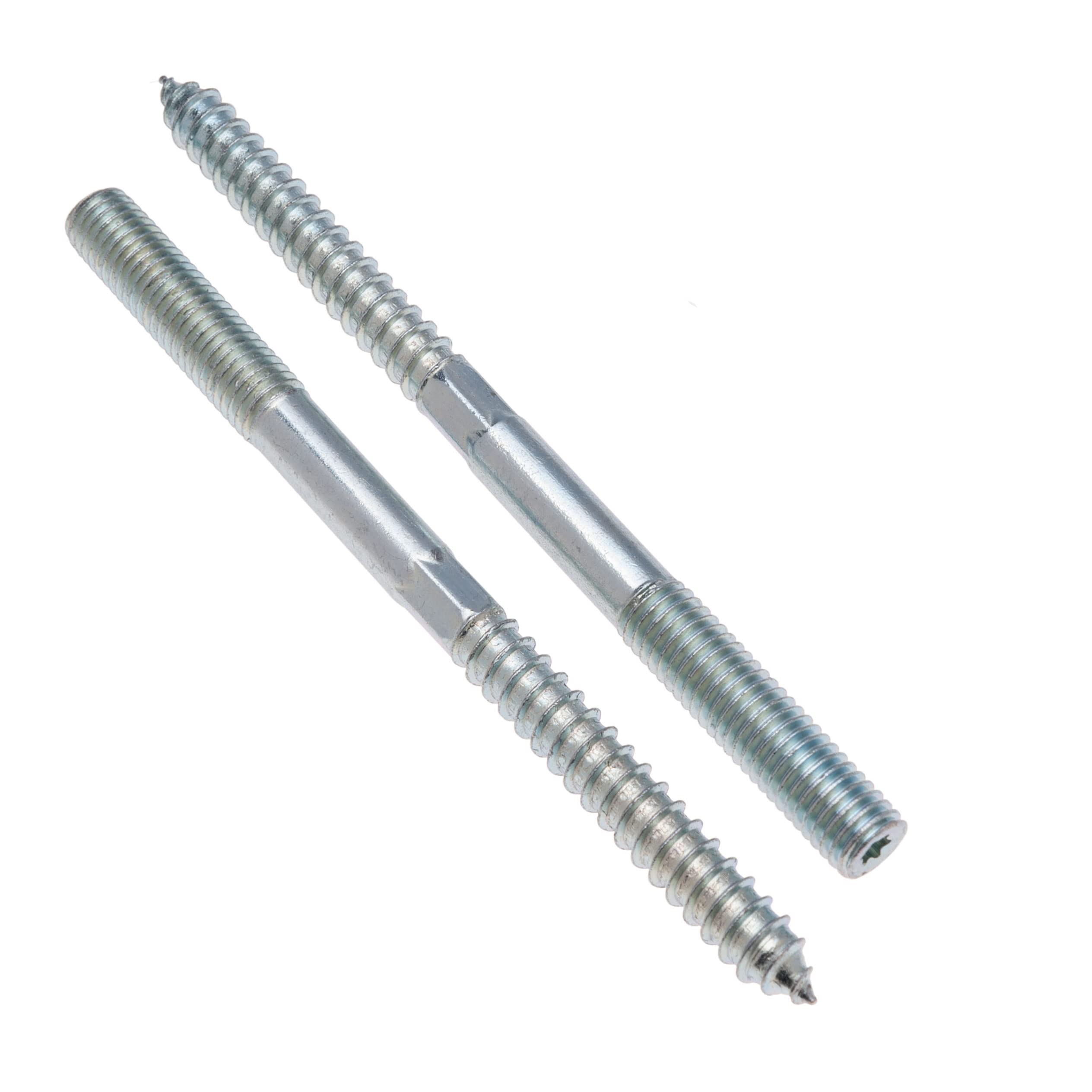 M10x140mm Hanger Bolts, Double Ended Dowel Screws, Wood Screws, Wall Fixing, Zinc Plated Headless Fastener with Hexagon Bit for Wrench, Machine Metric Bolt and Lag Threaded Wood Screw (5 Pack)