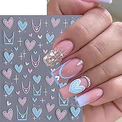 5Pcs Bow Nail Sticker French Heart Nail Decals 3D