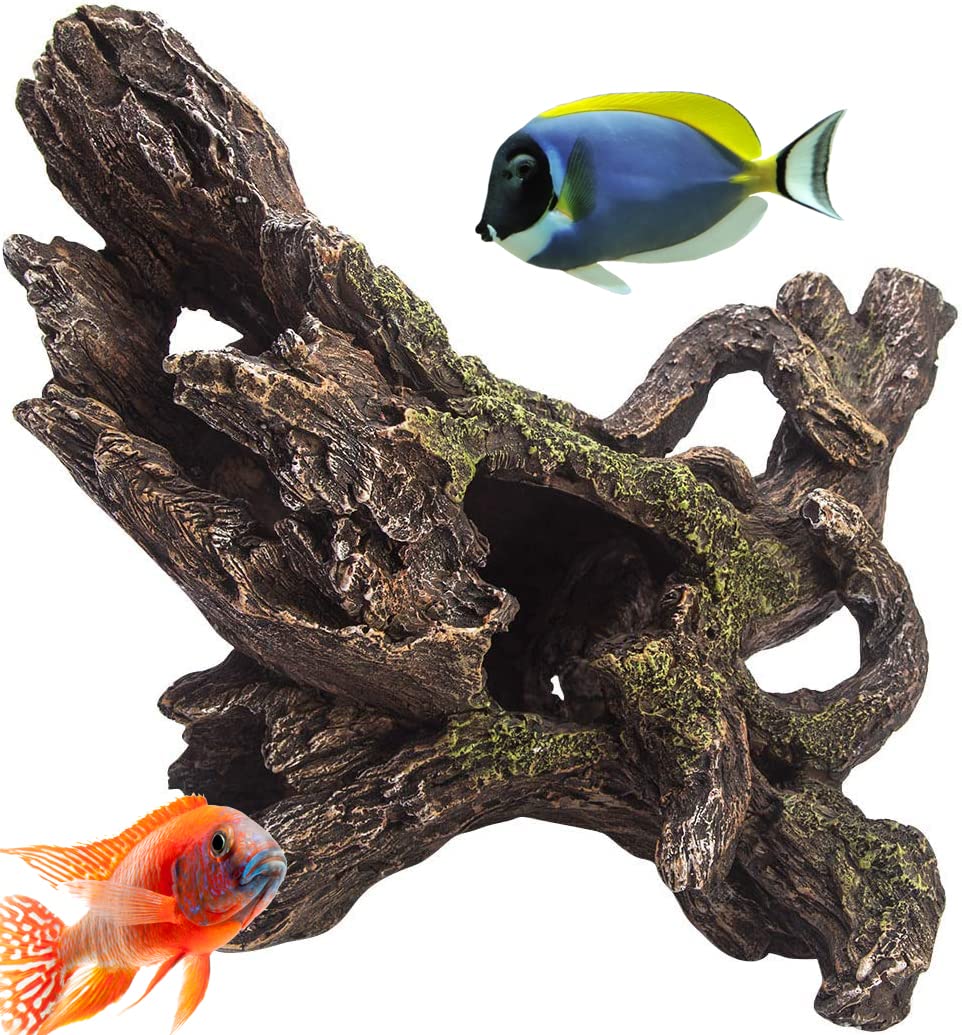 Large 21cm Drift Wood Tree Stump Root With Moss Aquarium Ornament Aquatic Model Decoration Fish Tank Marine Decor Ornaments