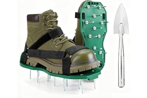 KOSIDA Heavy Strap Garden Aerate Spike Shoes Upgrades Lawn Aerator Shoe Tools Yard Aeration Shoes for Grass Soil Aerating Spikes (Standard Style)