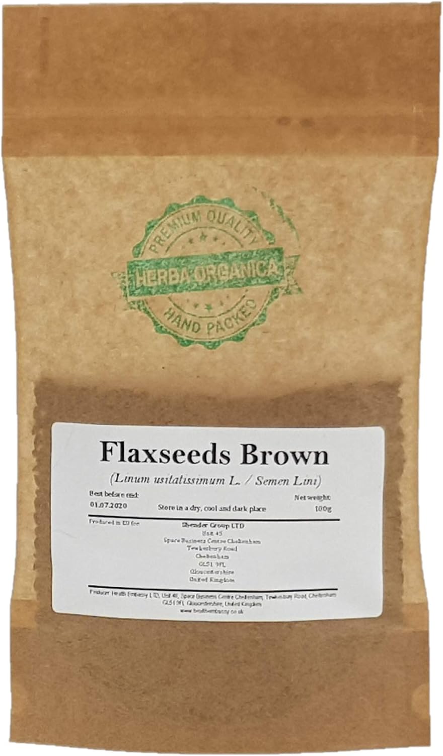 Herba Organica - Flaxseeds Brown - Linum Usitatissimum L - Linseed (100g), 100 g (Pack of 1)