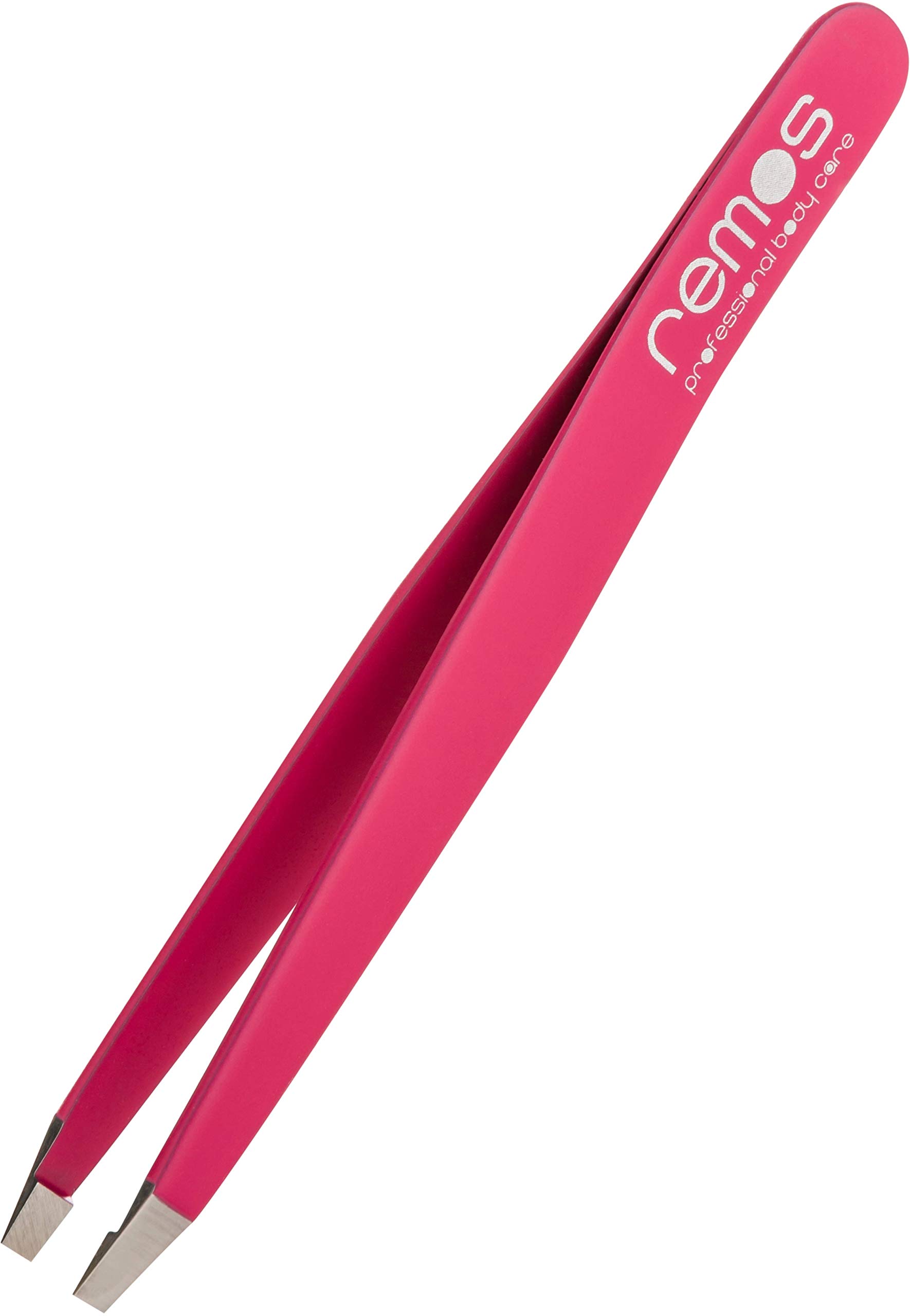 REMOS Professional Eyebrow Tweezers with Straight Tip - Stainless 9.5 cm Fuchsia