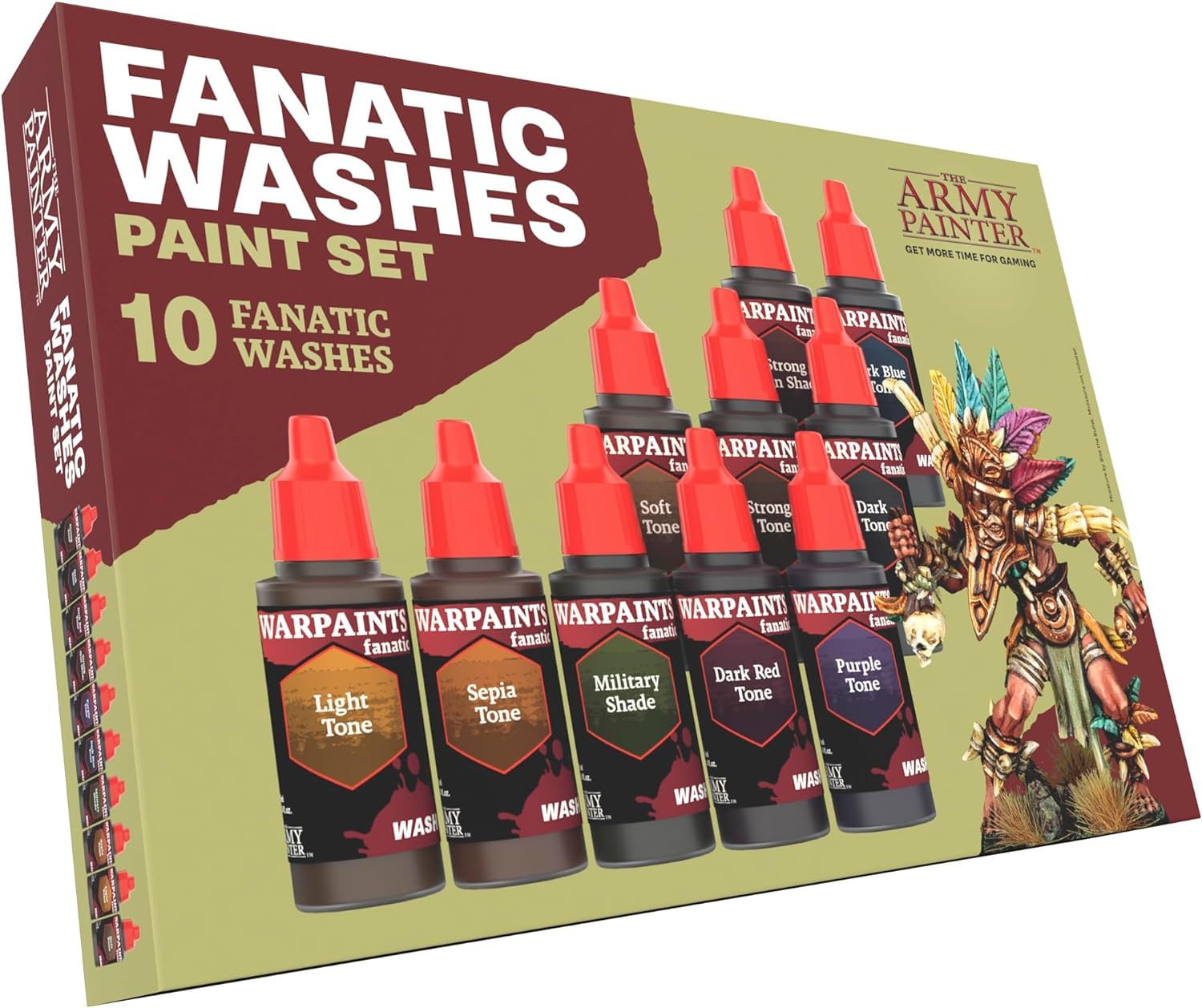 The Army Painter, Warpaints Fanatic Washes Paint Set, 10 x 18 ml Acrylic Paints - Model Paint Washes and Shades for Miniature Models, Warhammer & Dnd miniatures