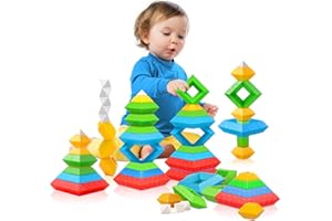 Hieoby Montessori Toys for 1 2 3 4 Year Old Boys Girls Toddlers Preschool Learning Activities 30Pcs Building Blocks Stacking Educational Toys STEM Sensory Gifts for Kids Age 1-2 2-4