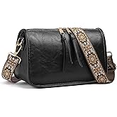 SENDEFN Crossbody Bag for Women PU Leather Bohemian Vintage Stylish Purses Shoulder Handbags with Adjustable Guitar Strap
