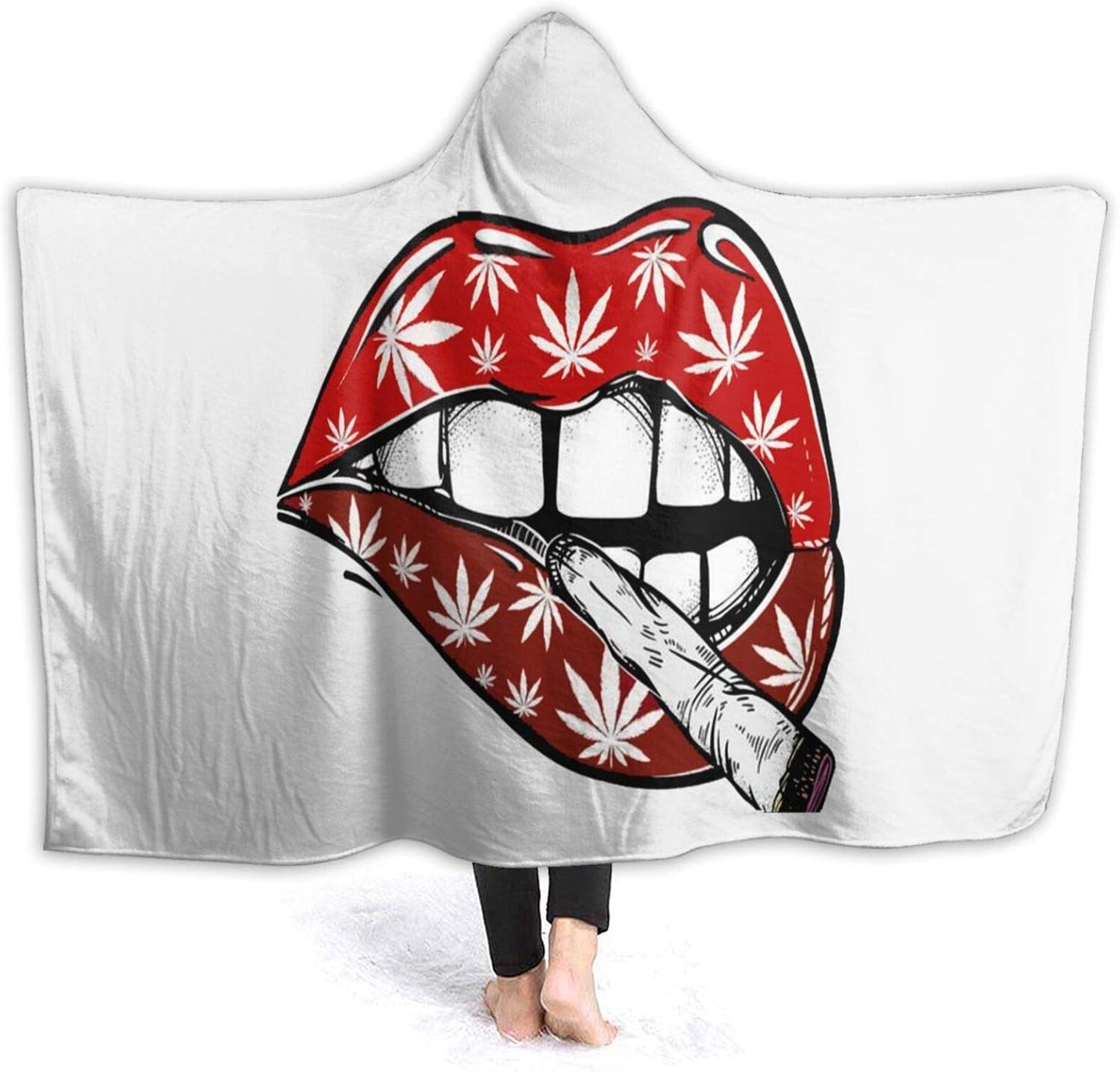 Red Lips Smoking Blunt Wearable Blanket Throw Stylish Sofa