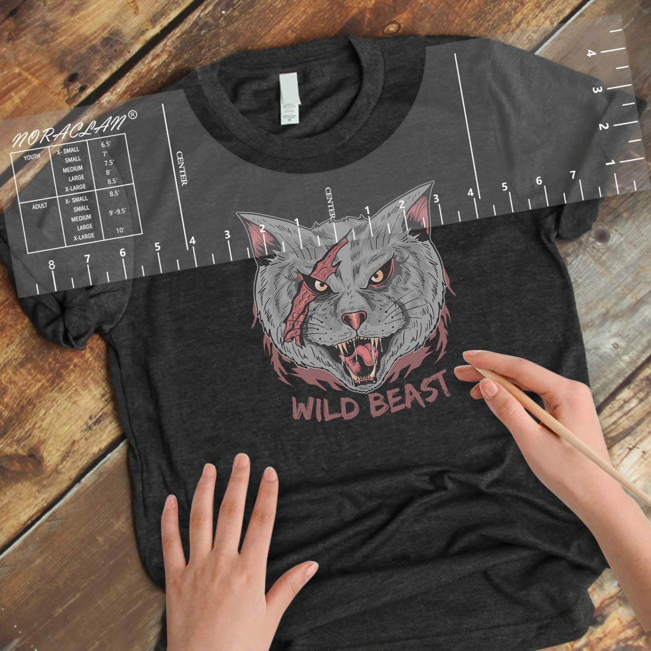 leafeat T-Shirt Rulers Guide,Shirt Alignment Tool for Applying Vinyl and Sublimation Designs On Shirts with Size Chart Built-in - HTV Alignment Tool
