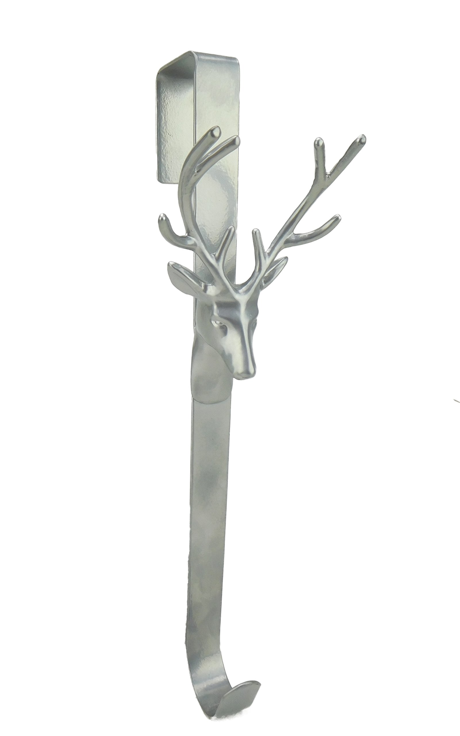 Christmas Concepts® 290 mm (11.4") Christmas Metal Wreath Hanger - Silver Deer Head Design