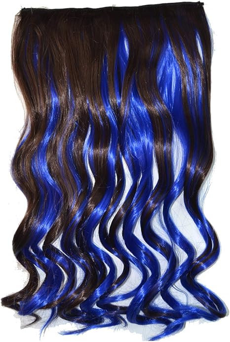 Amazon Lostlands 襟足ウィッグ ロング カール ウィッグ エクステ グラデーション ワンタッチ レディース エクステンション 巻き髪 ゆるふわ 部分ウィッグ つけ毛 かつら 5個クリップ式 耐熱 7色選べ ダークブラウンとサファイア エクステンション 通販