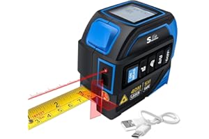 SUNHAIXIA 4-in-1 Laser Tape Measure with Laser Level Crosshairs |130ft/40m Laser Distance+16ft/5m AutoLock Tape |Backlit LCD Display (Ft/Inch/M/mm) |for DIY,Construction, Interior Design