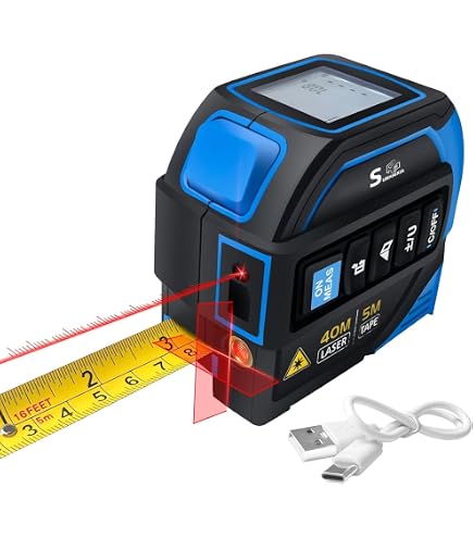 4-in-1 Laser Tape Measure - 40m Laser Distance Meter With 5m Manual Tape, Digital Display, Measures Area/Volume-255148