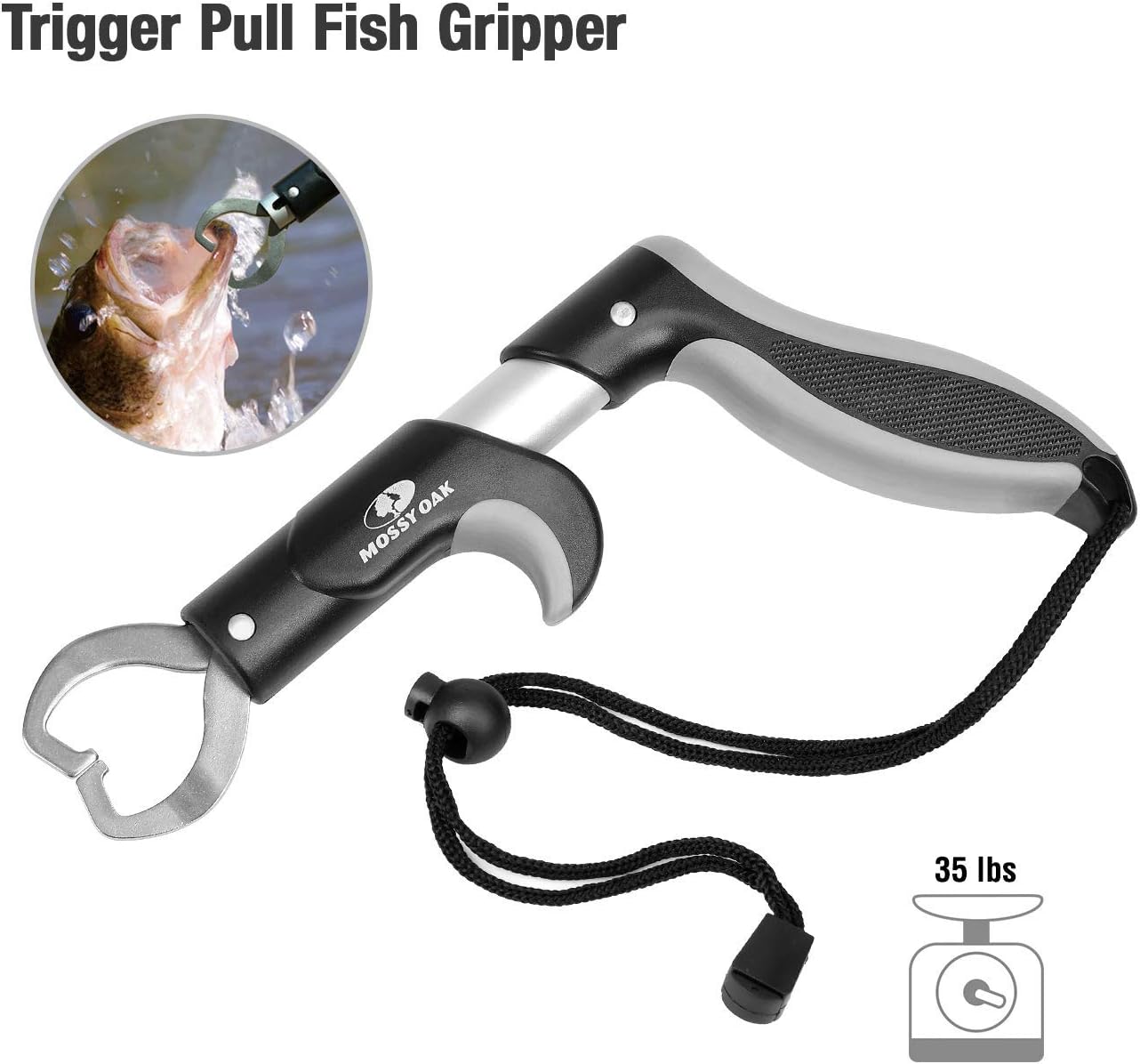 Mossy Oak 4pc Fishing Tool Kit - Pistol Grip Fishing Pliers, Fish Fillet Knife, Fishing Gripper, Line Snip, Fly Fishing Retractor with Retractable Lanyard: Home Improvement