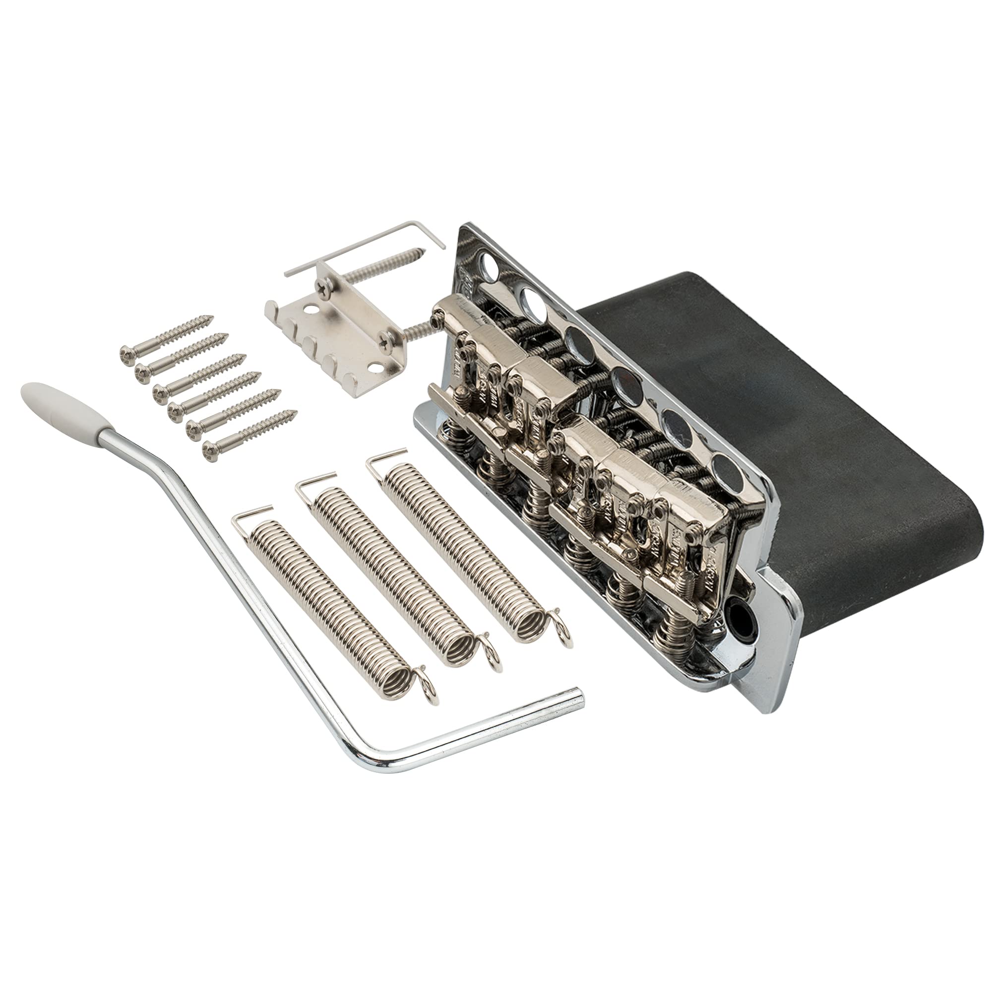 Wilkinson WV6-SB 54mm 5+1 Hole Tremolo Bridge Vintage Steel Saddles with Full Steel Block for Fender USA and Japan Strat Style Electric Guitar, Chrome