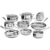 Cuisinart 15 Piece PureClad Triple-Ply, Stainless Steel, Cookware Set, PCST-15