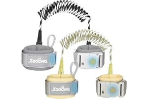 Zooawa Toddler Leash 2Pack, Toddler Kids Harness Anti Lost Wrist Link with Magnetic Lock, Reflective Safety Walking Harness Wristband Leashes for 2,3,4 Years Old Boys Girls, Black + Gold