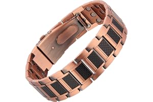 Fashtour Pure Copper Magnetic Bracelet for Men - Adjustable Carbon Fiber Wristband with 3800 Gauss Enhanced Magnets, Therapeu