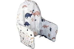 LITTLE BLOOM CO Premium High Chair Cushion Cover | Compatible with IKEA High Chair Accessories for Antilop Highchair | Reversible | Soft, Durable, Parent & Baby Approved for Baby High Chair (Terrazzo/Dinos)