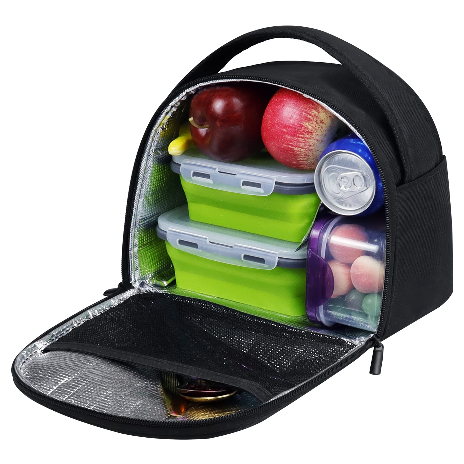 Gloppie 8L Reusable Insulated Lunch Bag Cooler Container Thermal Meal Tote Kit with Handle for Men & Women Work Picnic or Travel, Black