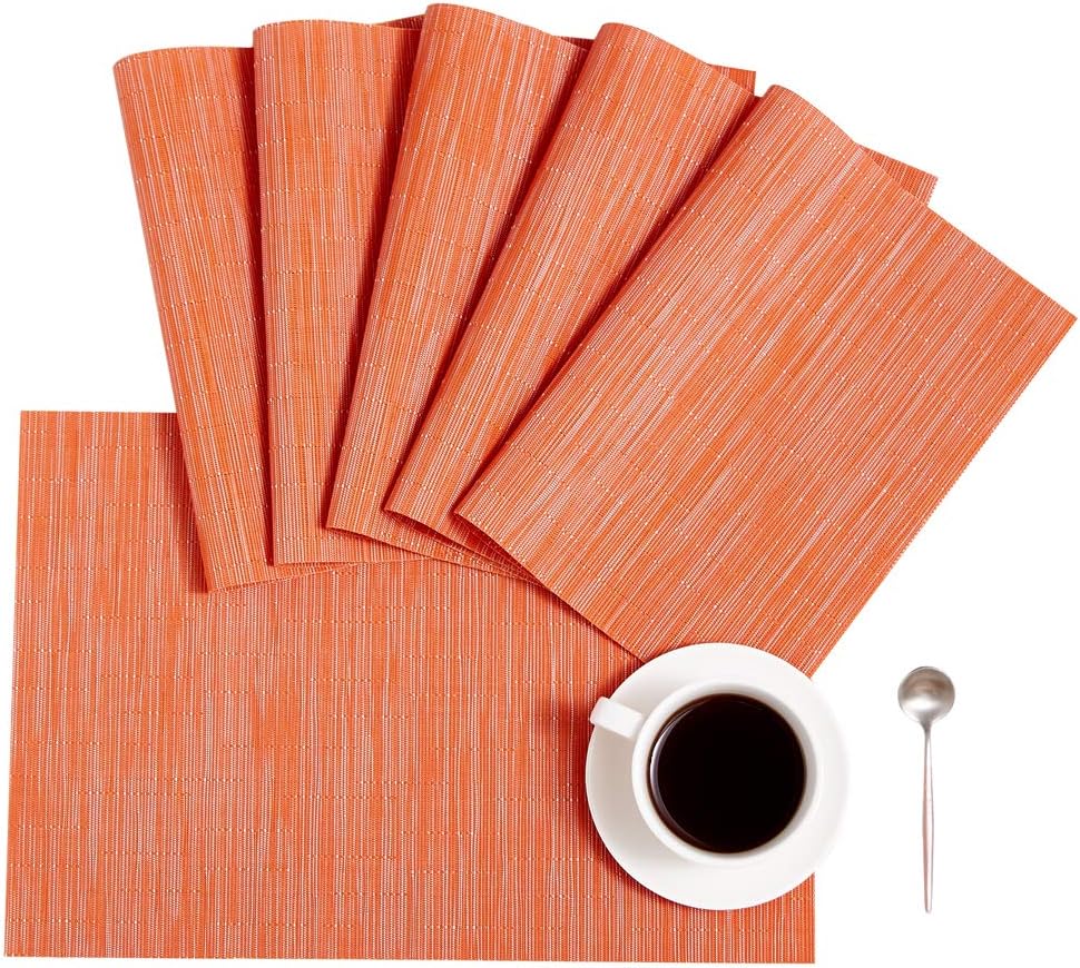 DOLOPL Fall Placemats Orange Placemat Set of 6 Crossweave
