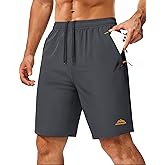 MAGCOMSEN Men's Hiking Shorts 9" Quick Dry Lightweight Running Shorts with Zipper Pockets for Workout Athletic Sport