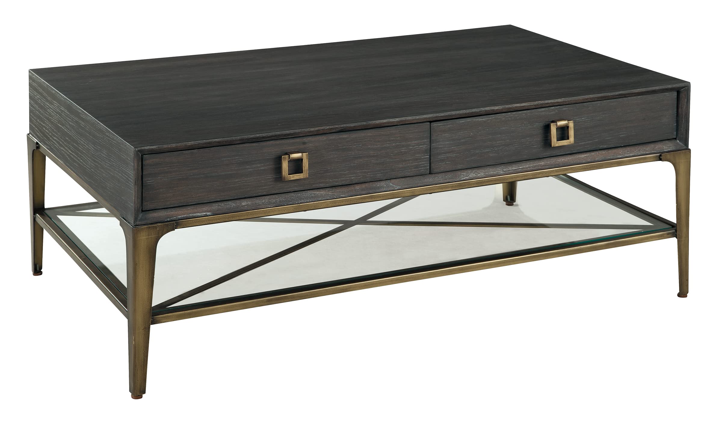 Photo 1 of ***PARTS ONLY***
Hekman Furniture Doral Rectangular Coffee Table – Doral Finish, 2 Storage Drawers & Glass Lower Shelf, Oak Veneer & Mindi Solids, Vintage Living Room Furniture