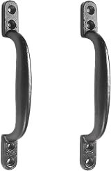 White Hinge 2x Black Cast Iron 6 inch 150mm Door Gate Pull Handles view 2