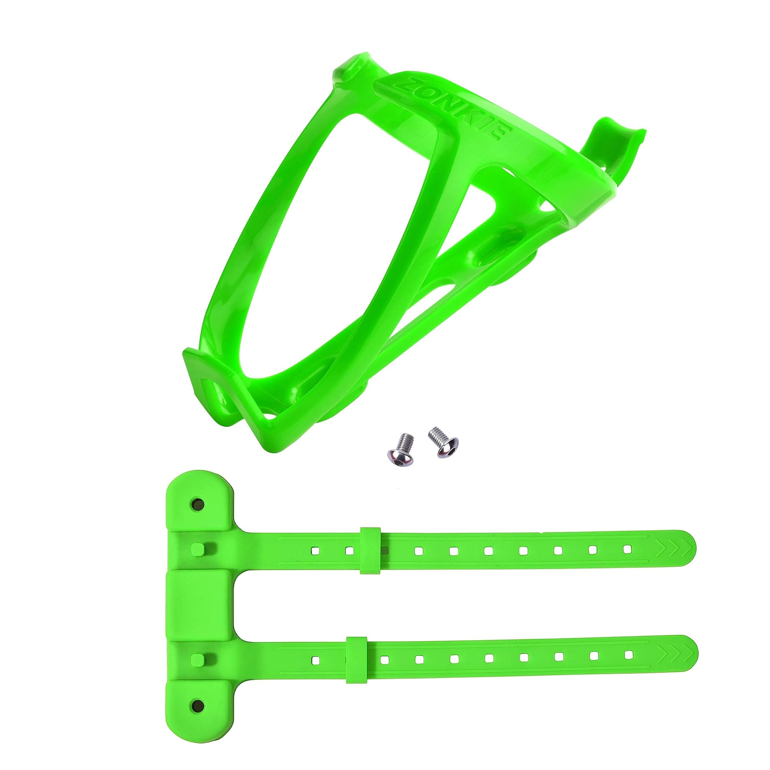 zonkie Bicycle Bottle Cages, Plastic Bike Bottle Holder with Cage Mounting Base (Green)
