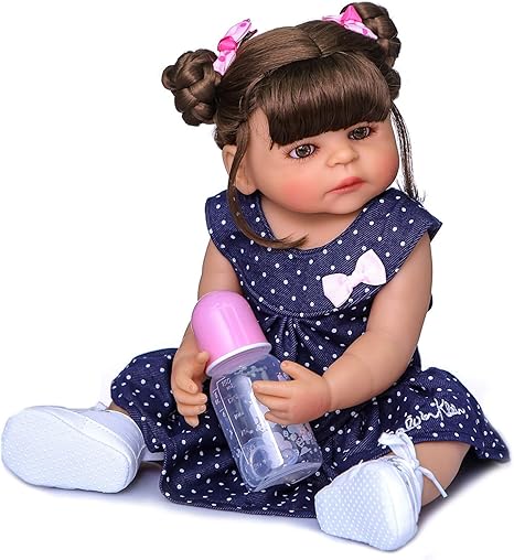 Amazon Co Jp 茶色の目と青い目の人形の生まれ変わった女の子生命赤ちゃん人形柔らかいシリコーンビニール生まれたばかりの赤ちゃん子供おもちゃ 茶色の目 ホーム キッチン
