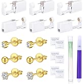 DJCIW 14PCS Disposalbe Ear Piercing Kit,Ear Piercing Gun kit Set for Safe and Precise Ear Piercings Gold Ear Piercing Tool with 3mm Cubic Zirconia Stainless Steel Ear Studs for Women Ear Piercing
