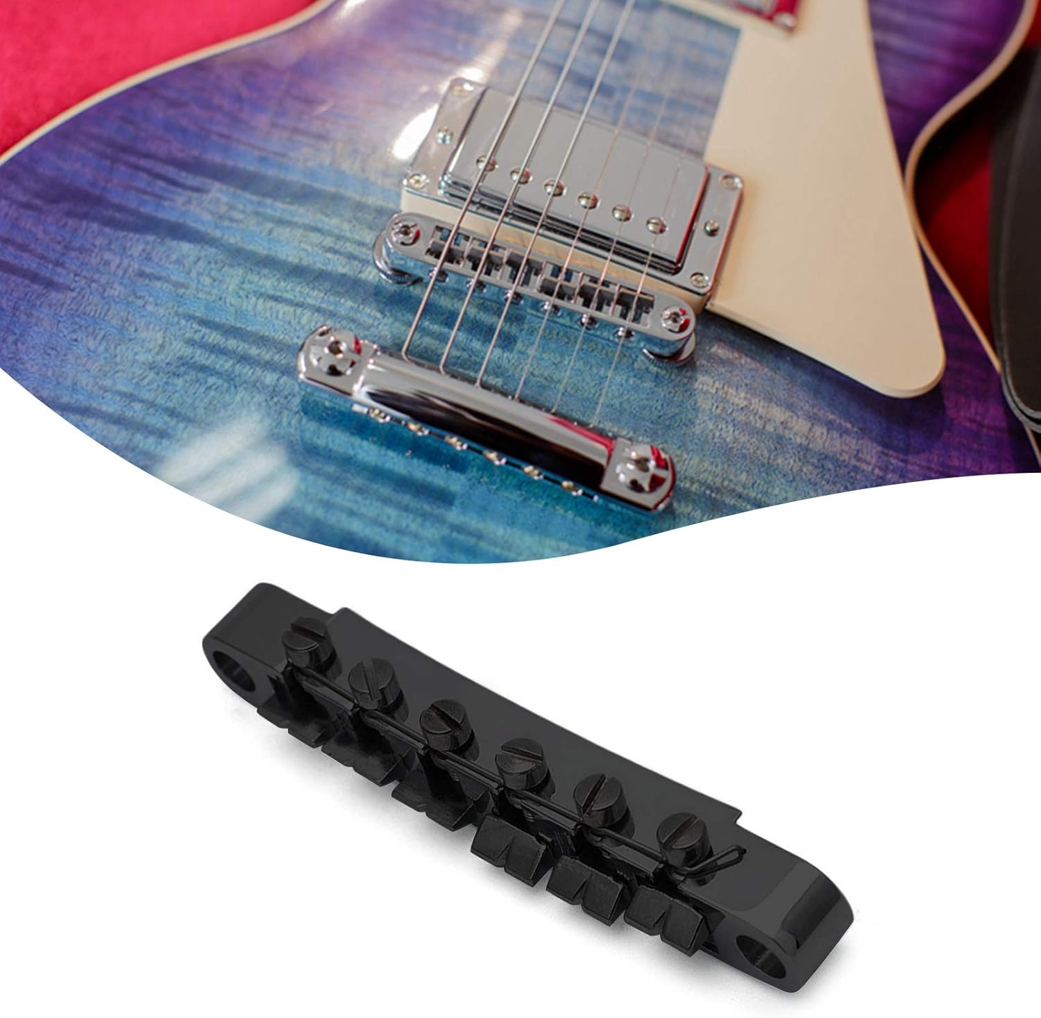 Black Electric Guitar TuneoMatic Tailpiece & Bridge Set With Studs
