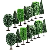 Grenerics Miniature Trees and Model Trees with Base Bushes Diorama Trees Woodland Model Train Scenery Fake Trees for DIY Landscape, 16 PCS by Baryuefull