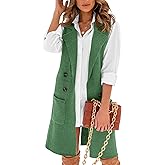 Danedvi Women Open Front Lapel Collar Cardigan Vest Button Down Long Sweaters Cardigan Solid Outerwear Coats