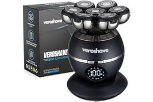 Veroshave 7-Blade Bald Head Shaver for Men - Cordless Hair Shaver for Men Bald, Rechargeable Head Trimmer for Men Bald Head, Mess-Free & Full-Shave Travel-Friendly Grooming Kit with Curved Blades