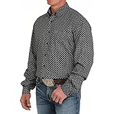 Cinch Mens Arena Flex Navy Print Long Sleeve Button Down Shirt
