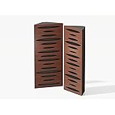 2-Pack Corner Bass Trap Acoustic Panels (PULSE-mini, 50x23cm, Nut Wood) | Tames low-end boom in room corners; MDF wood look for studio, home theater and gaming; glue or screw mount