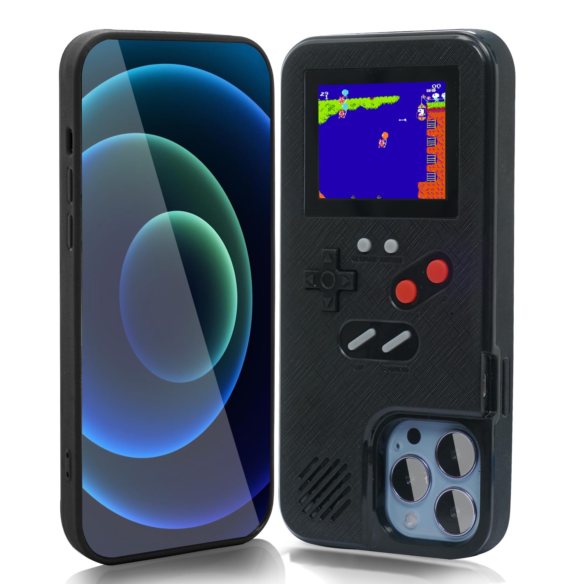 Photo 1 of WeLohas Gameboy Case for iPhone 16 Only,Handheld Retro 168 Classic Games,Color Video Display Game Case for iPhone,Anti-Scratch Shockproof Phone Cover for iPhone Black
